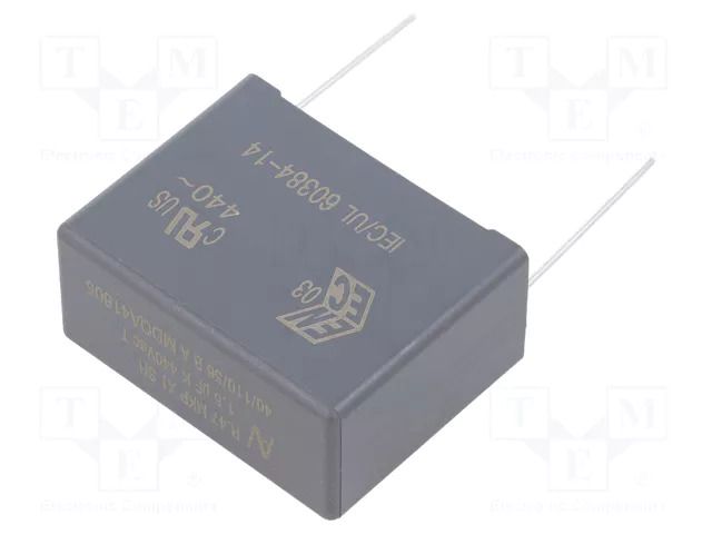 Capacitor: polypropylene; X1; R47 X1; 1.5uF; Uoper: 1kVDC; 440VAC KEMET R474W415050A1KV057