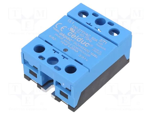 Relay: solid state; Icntrl: 4÷20mA; 50A; 100÷280VAC; SO4; 1-phase CELDUC SO445420