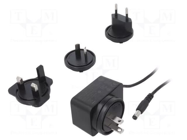 Power supply: switching; mains,plug-in; 12VDC; 1A; 12W; 82.97% POS POSB12100A-PLUG