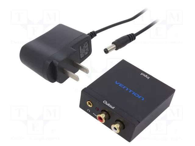 Digital-to-analog converter; 5VDC; Input: RCA socket; black VENTION BDFB0