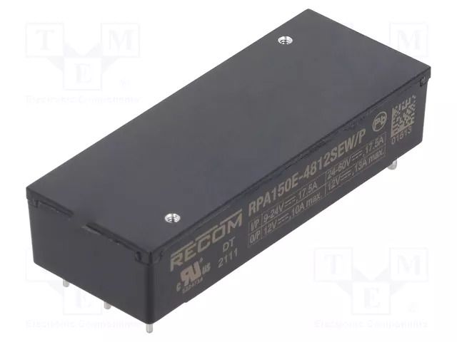 Converter: DC/DC; 150W; Uin: 9÷60VDC; Uout: 12VDC; Iout: 13A; THT RECOM RPA150E-4812SEW/P