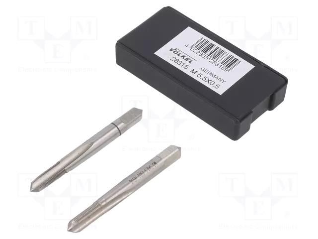 Tap; high speed steel grounded HSS-G; M5,5; 0.5; 50mm; 4,9mm VÖLKEL VOLKEL-26315