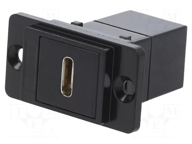 Coupler; USB C socket-front,USB C plug-back; DUALSLIM; USB C CLIFF CP30711MB