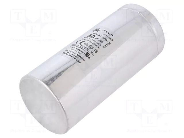 Capacitor: polypropylene; motors, run; 50uF; 475VAC; Ø55x122mm DUCATI ENERGIA 4.16.33.56.60
