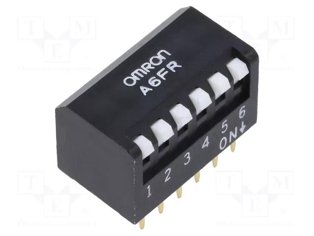 Switch: DIP-SWITCH; OFF-ON; 0.025A/24VDC; Pos: 2; -20÷70°C; THT OMRON Electronic Components A6FR-6101