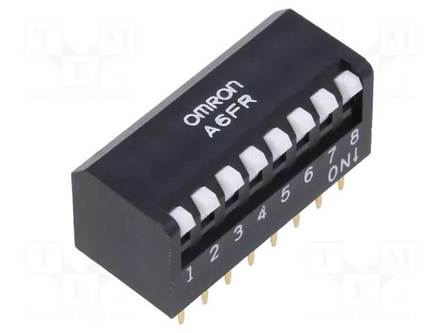 Switch: DIP-SWITCH; OFF-ON; 0.025A/24VDC; Pos: 2; -20÷70°C; THT OMRON Electronic Components A6FR-8101