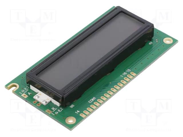 Display: LCD; alphanumeric; STN Positive; 16x2; 84x44x12.7mm; LED POWERTIP NPC1602LRS-FWB-H