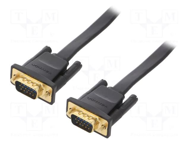 Cable; D-Sub 15pin HD plug,both sides; black; 1.5m; flat cable VENTION DAIBG