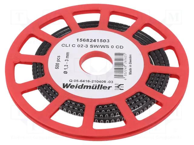 Markers; Marking: 0; 1.3÷3mm; PVC; black; -30÷80°C; leaded; CLI C WEIDMÜLLER WM-1568241503