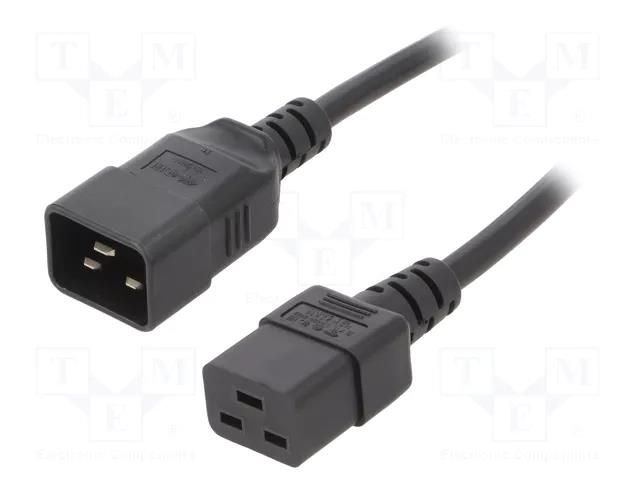 Cable; 3x1.5mm2; IEC C19 female,IEC C20 male; PVC; 3m; black; 16A LIAN DUNG WN113-3/15/3B
