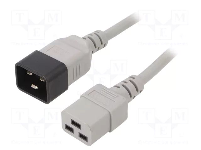 Cable; 3x1.5mm2; IEC C19 female,IEC C20 male; PVC; 5m; grey; 16A LIAN DUNG WN113-3/15/5G