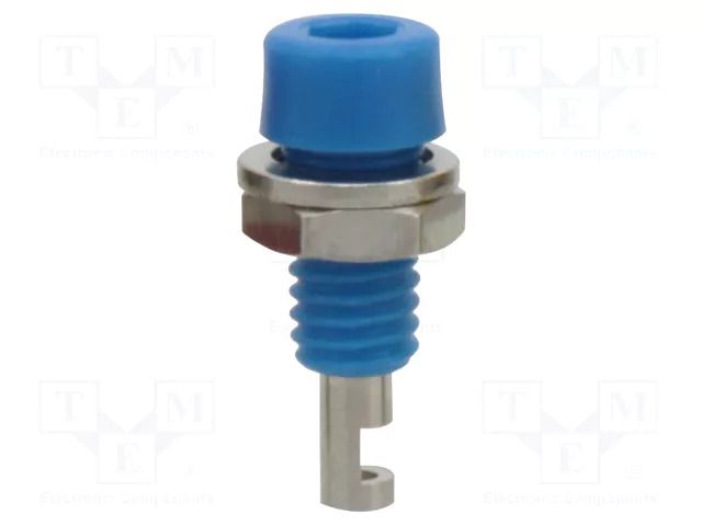 Connector: 2mm banana; socket; 10A; blue; soldered,on panel,screw DONAU ELEKTRONIK D-222