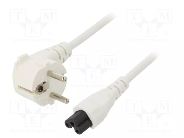 Cable; 3x0.75mm2; CEE 7/7 (E/F) plug angled,IEC C5 female; PVC LIAN DUNG SN314-3/07/3WH