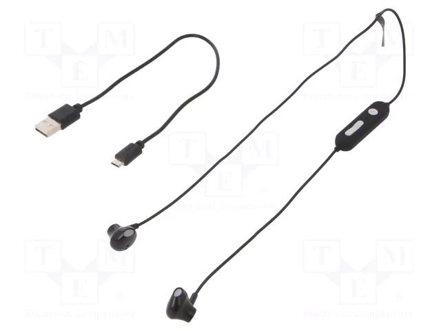 Wireless headphones with microphone; black; USB; earphones; 10m LOGILINK BT0056
