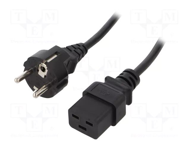 Cable; CEE 7/7 (E/F) plug,IEC C19 female; 1m; black; 16A; 250V LOGILINK CP151