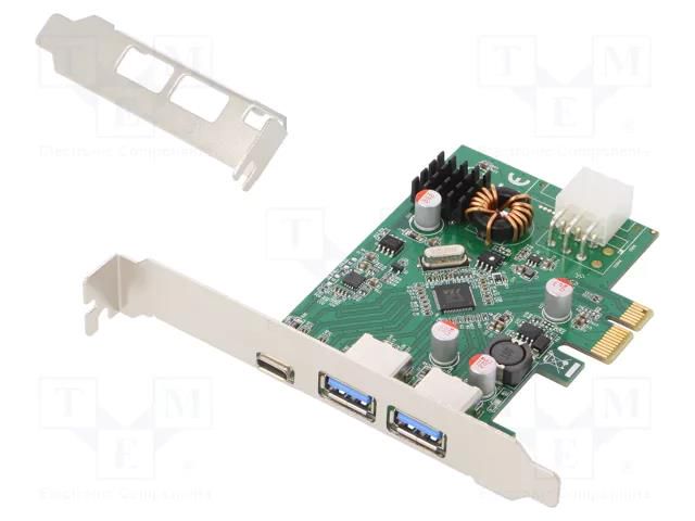 PC extension card: PCIe; PCIe,USB A socket x2,USB C socket LOGILINK PC0090