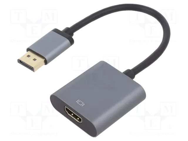 Adapter; DisplayPort plug,HDMI socket; 0.15m; aluminium; grey LOGILINK CDA0108