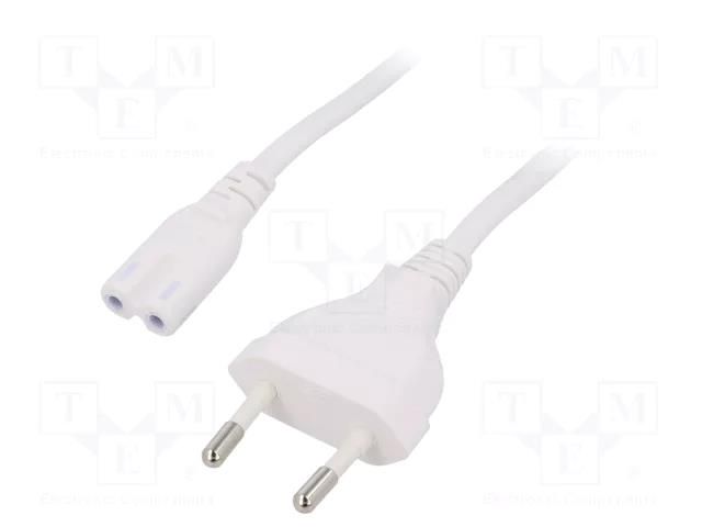 Cable; CEE 7/16 (C) plug,IEC C7 female; 1.8m; white; 2.5A; 250V LOGILINK CP092W