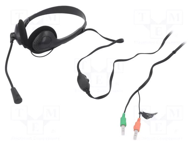 Headphones with microphone; black; Jack 3,5mm x2; 1.8m; 32Ω; 98dB LOGILINK HS0052