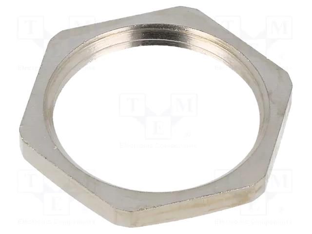 Nut; PG16; brass; Thread: PG; Plating: nickel; -100÷300°C HELLERMANNTYTON ALNPB-PG16-NPB-ML