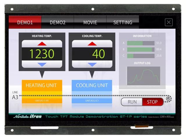 Display: TFT; 10.1"; 1280x800; Illumin: LED; Dim: 230x174mm NORITAKE Itron GTWX101VHB00P