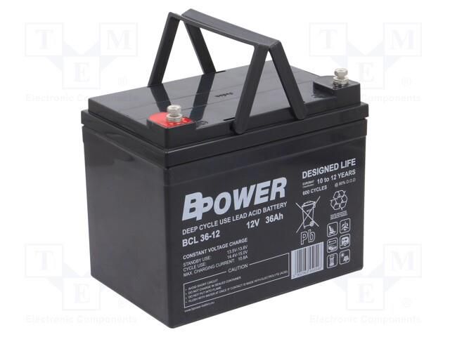Re-battery: acid-lead; 12V; 36Ah; AGM; maintenance-free; 10.7kg BPOWER ACCU-BCL36-12/BP