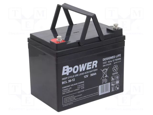 Re-battery: acid-lead; 12V; 36Ah; AGM; maintenance-free; BCL BPOWER ACCU-BCL36-12/BP