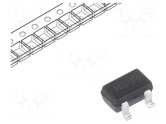 Transistor: N-MOSFET; unipolar; 30V; 2.1A; Idm: 10A; 0.5W; SOT323 DIODES INCORPORATED DMN3067LW-7