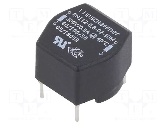 Inductor: wire with current compensation; THT; 800mA; 380mΩ; 10mH SCHAFFNER / TE Connectivity RN112-0.8-02-10M