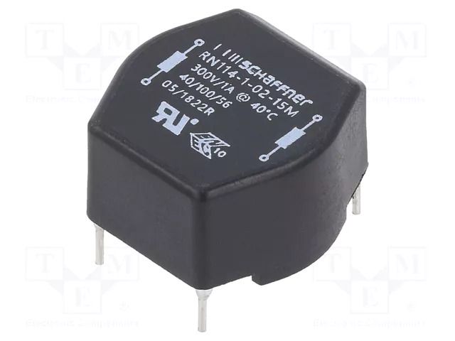 Inductor: wire with current compensation; THT; 1A; 370mΩ; 15mH SCHAFFNER / TE Connectivity RN114-1-02-15M