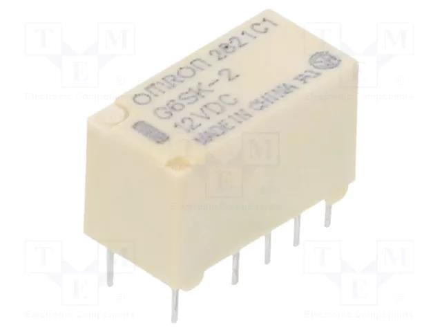 Relay: electromagnetic; DPDT; Ucoil: 12VDC; Icontacts max: 2A; G6S OMRON Electronic Components G6SK-2-12DC