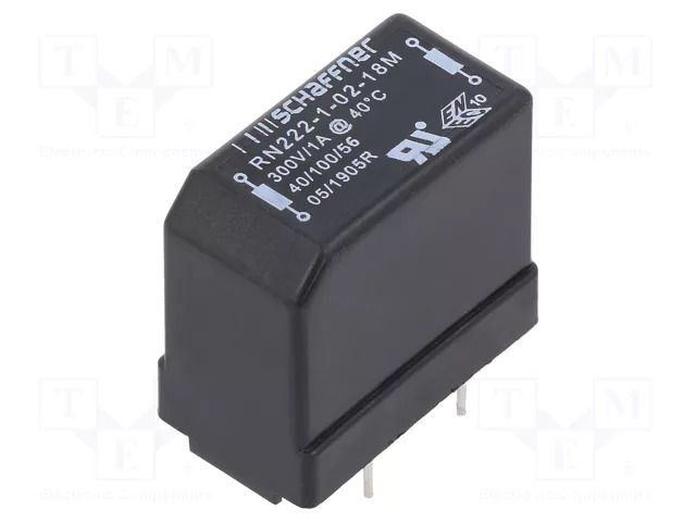 Inductor: wire with current compensation; THT; 1A; 630mΩ; 18mH SCHAFFNER / TE Connectivity RN222-1-02-18M