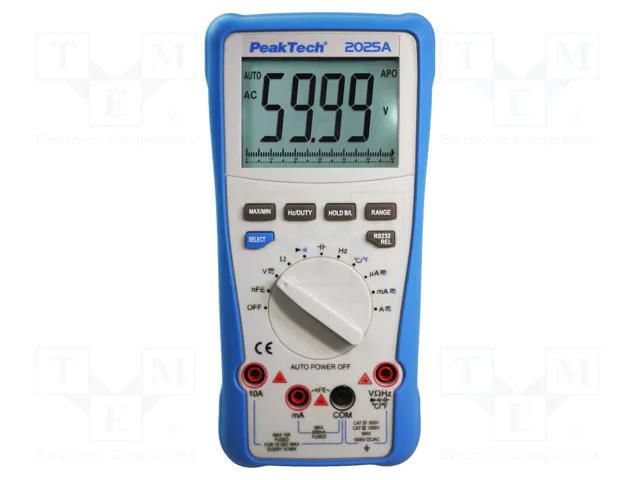Digital multimeter; USB; LCD; 3 5/6 digits (5999); -20÷1000°C PEAKTECH PKT-P2025A