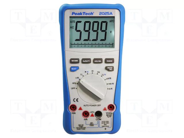 Digital multimeter; USB; LCD; 3 5/6 digits (5999); -20÷1000°C PEAKTECH PKT-P2025A