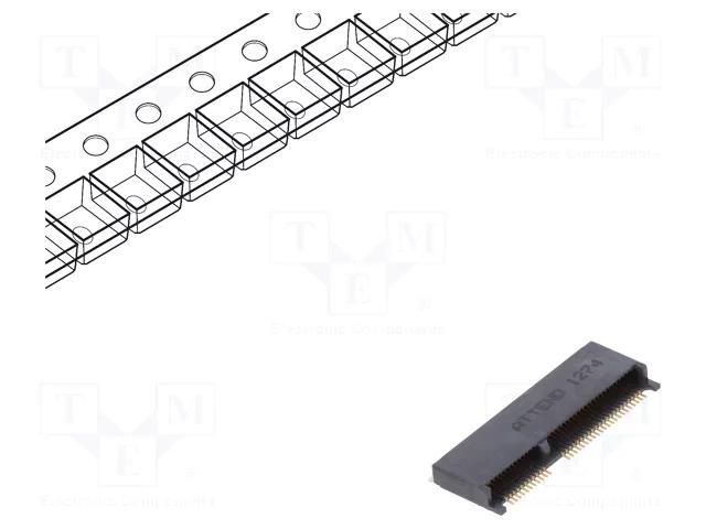 Connector: M.2 (NGFF); horizontal; SMT; gold flash; PIN: 67; 0.5A ATTEND 123A-21E00