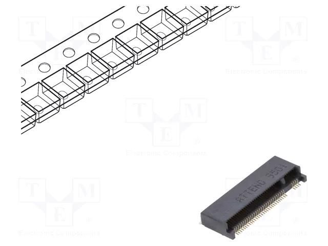Connector: M.2 (NGFF); horizontal; SMT; gold flash; PIN: 67; 0.5A ATTEND 123A-30M00