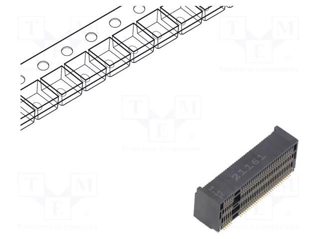 Connector: M.2 (NGFF); horizontal; SMT; gold flash; PIN: 67; 0.5A ATTEND 123A-85MA0