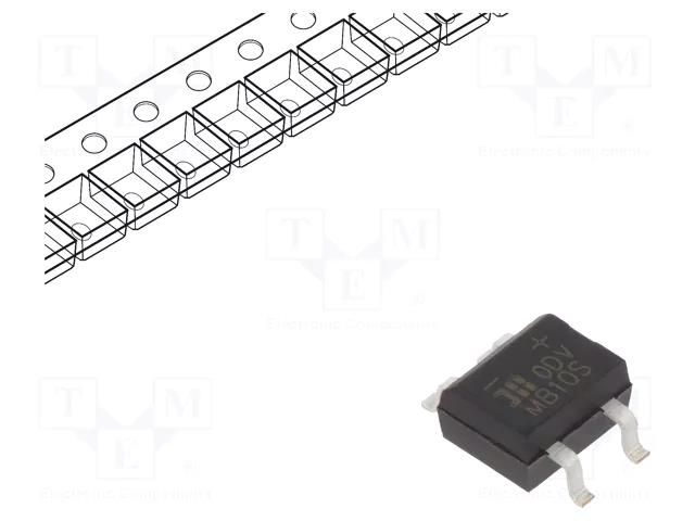 Bridge rectifier: single-phase; Urmax: 1kV; If: 0.8A; Ifsm: 30A; MBS DIODES INCORPORATED MB10S-13