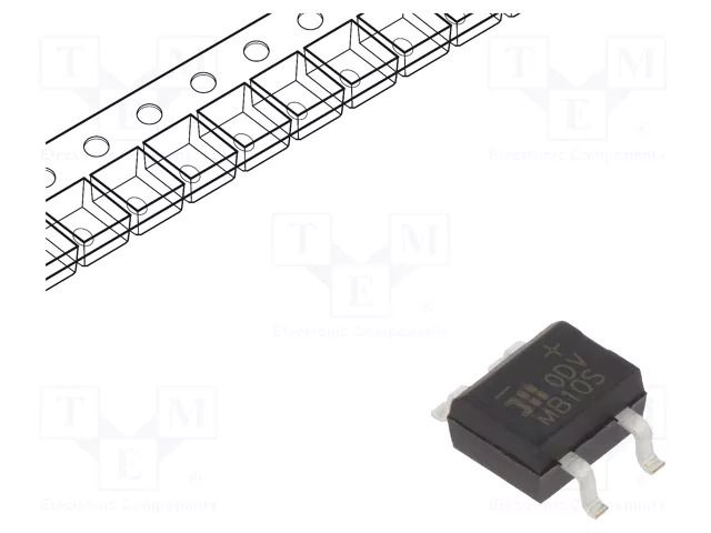 Bridge rectifier: single-phase; Urmax: 1kV; If: 0.8A; Ifsm: 30A; MBS DIODES INCORPORATED MB10S-13