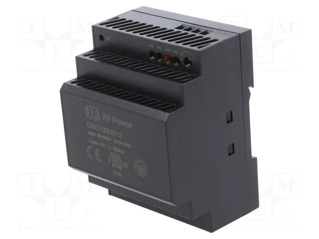 Power supply: switching; for DIN rail; 100W; 12VDC; 7.5A; -30÷70°C XP POWER DRC100US12
