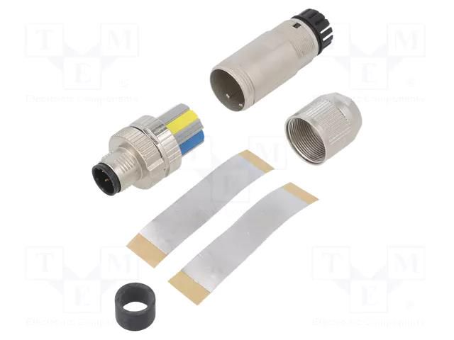 Connector: M12; plug; PIN: 4; male; 48V; straight; IP67; push-lock PHOENIX CONTACT SACC-M12MSD-4PLSHP