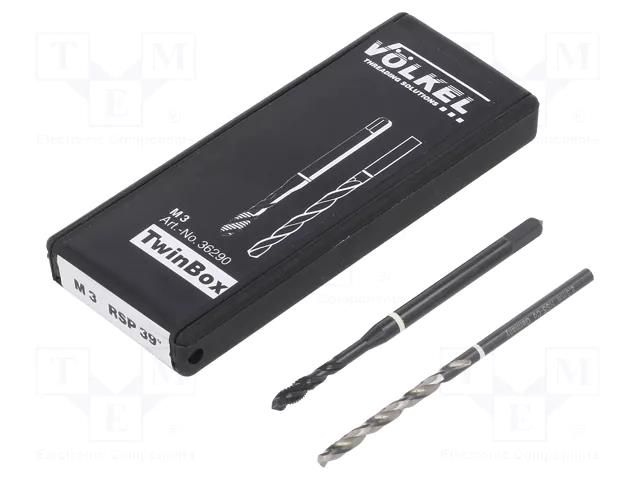Tap; high speed steel cobalt HSS-E; M3; 0.5; ISO2/6H; 2pcs. VÖLKEL VOLKEL-36290