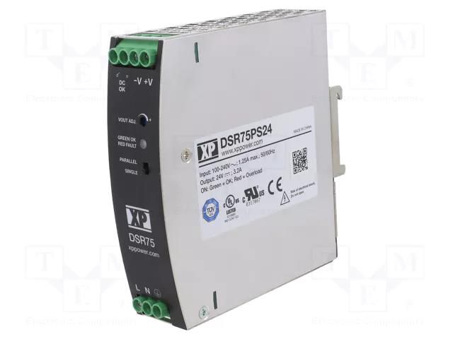 Power supply: switching; for DIN rail; 75W; 24VDC; 3.2A; 85÷264VAC XP POWER DSR75PS24