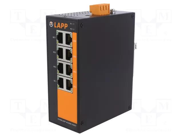 Switch Ethernet; unmanaged; Number of ports: 8; 12÷48VDC; RJ45 LAPP 21700129