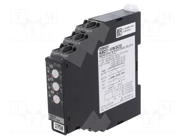 Voltage monitoring relay; 24VAC; 24VDC; for DIN rail mounting OMRON K8DT-VW3CD