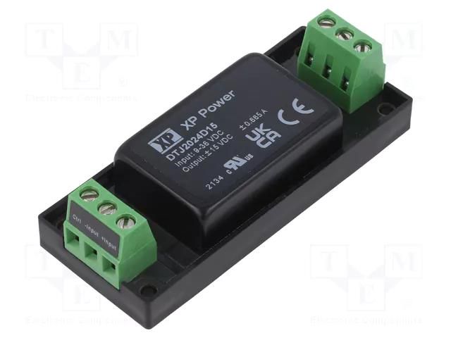 Converter: DC/DC; 20W; Uin: 9÷36VDC; Uout: 15VDC; Uout2: -15VDC XP POWER DTJ2024D15