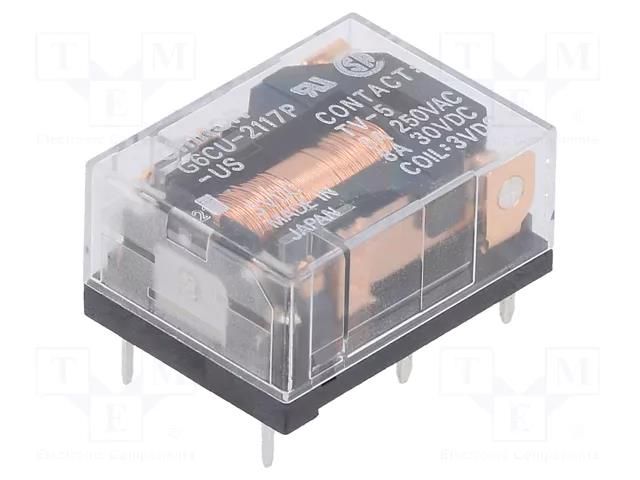 Relay: electromagnetic; SPST-NO + SPST-NC; Ucoil: 3VDC; 8A/250VAC OMRON Electronic Components G6CU-2117P-US-3DC