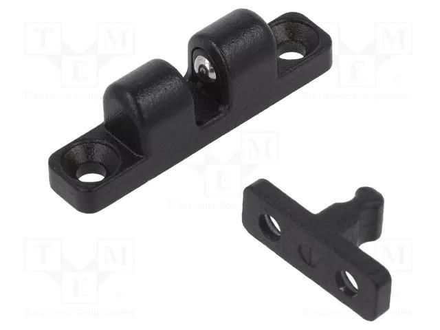 Ball catches; W: 8mm; L: 38mm; cast zinc; black; stainless steel ELESA+GANTER GN4490-ZD-38-1-SW