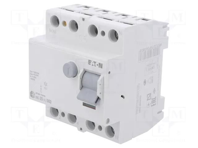 RCD breaker; Inom: 25A; Ires: 30mA; Max surge current: 250A; IP40 EATON ELECTRIC HNC-25/4/003