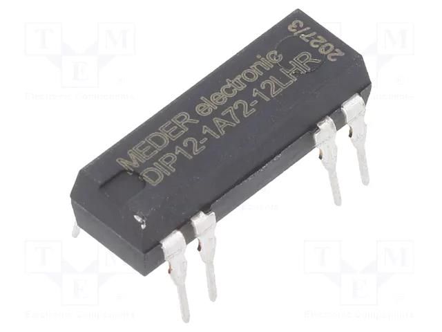 Relay: reed switch; SPST-NO; Ucoil: 12VDC; 500mA; max.200VDC; 72mW MEDER DIP12-1A72-12LHR